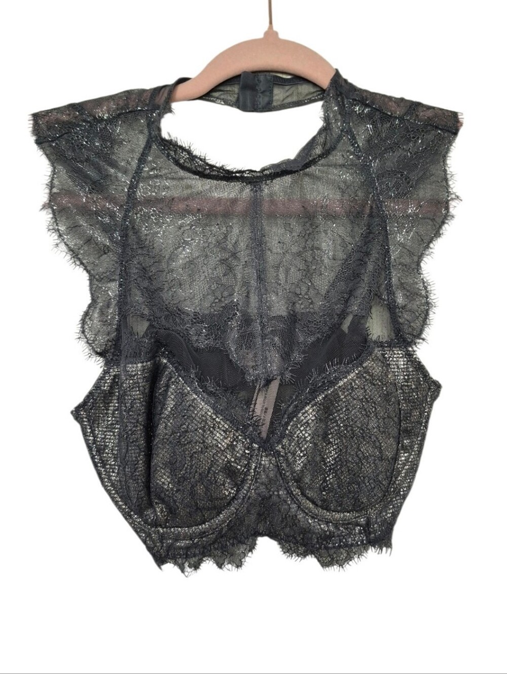Victoria's Secret Dream Angels Lined Demi Bra 36C Metallic Lace